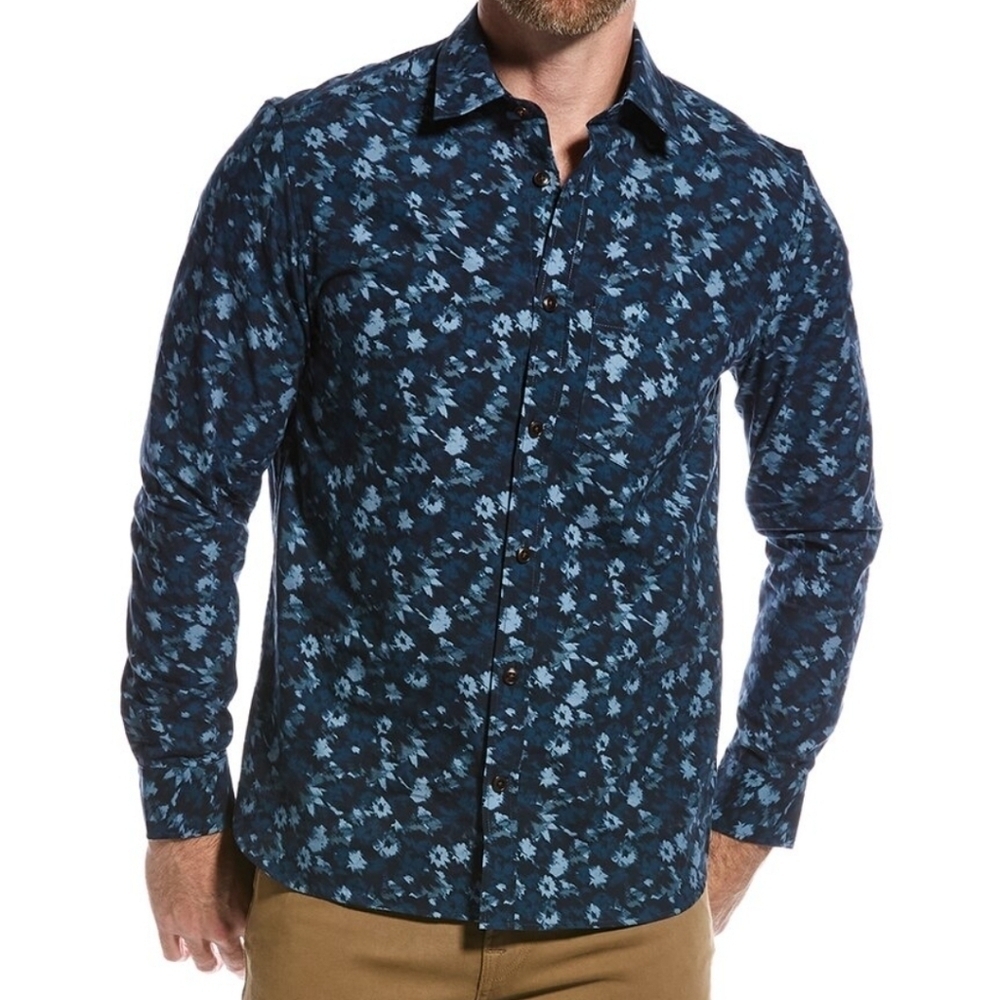Ted Baker London Dorman Blurred Camo Shirt Blue Size 5 (XL)